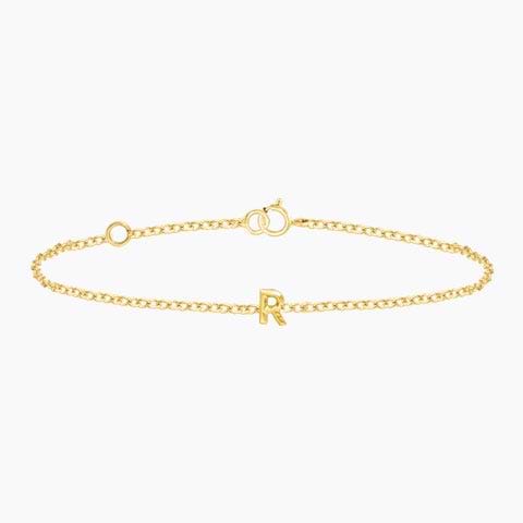 Bold Gold Alphabet R Bracelet