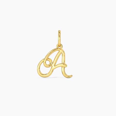 Alphabet A Cursive Gold Charm For Women