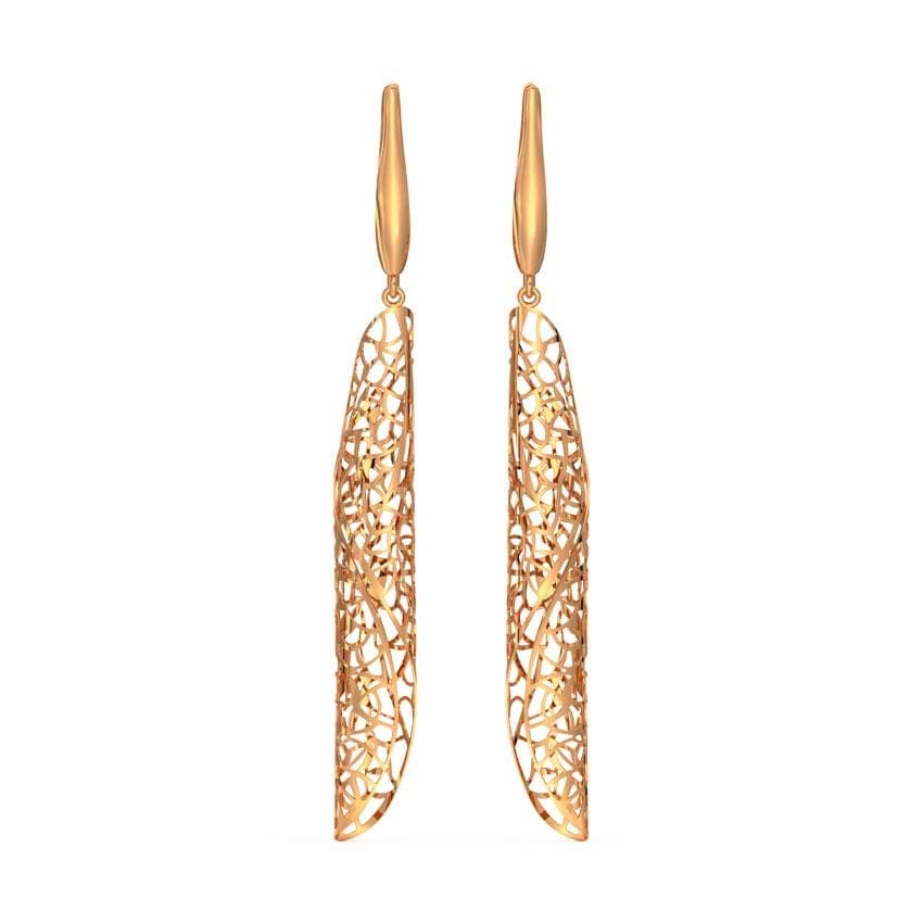 Wave Leaflet Gold Drop Earrings