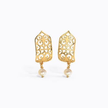 Latticed Pearl Hoop Earrings Latticed Pearl Hoop Earrings