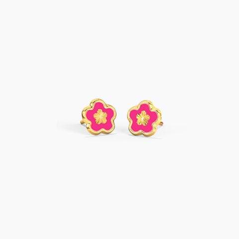Pink Flower Stud Earring
