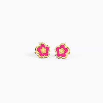 Pink Flower Stud Earring