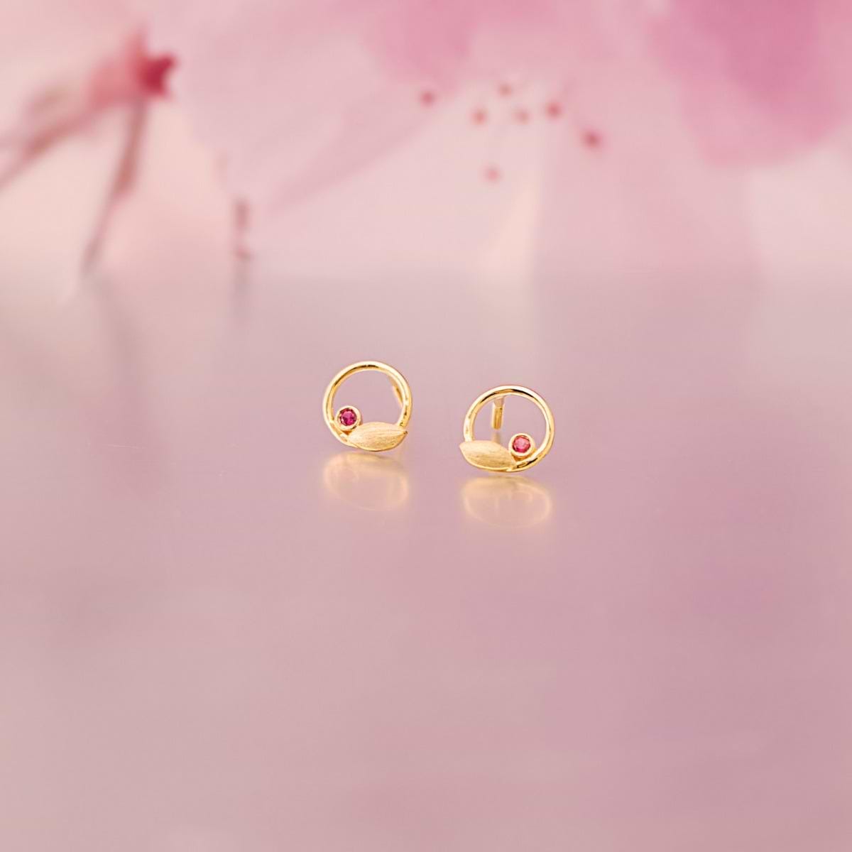 Ruby Loop Gemstone Stud Earrings