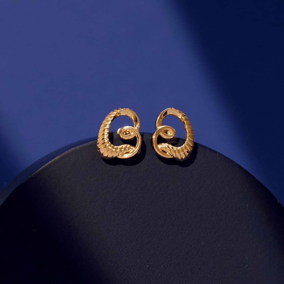 Textured Curls Gold Stud Earrings