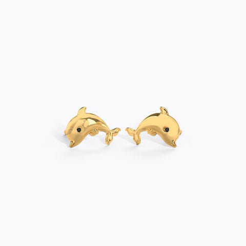 Jumping Dolphin Kids' Gold Earrings