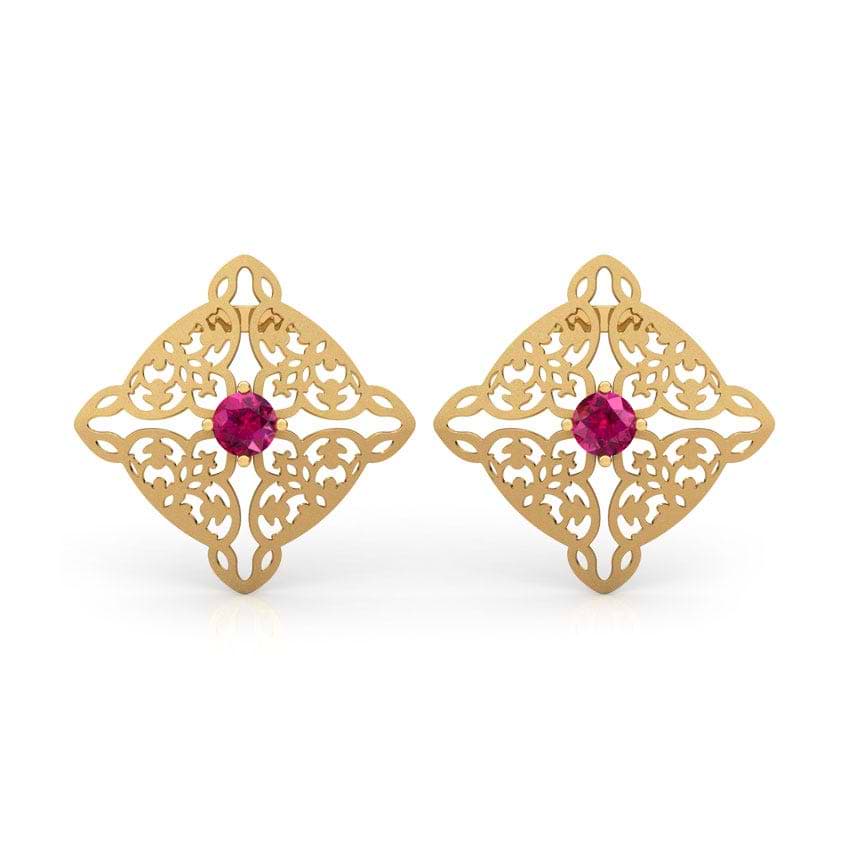 Sheesh Ornate Gemstone Stud Earrings