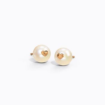 Pearl Heart Stud Earrings