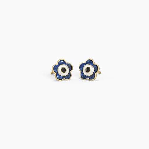 Swish Evil Eye Gold Stud Earrings
