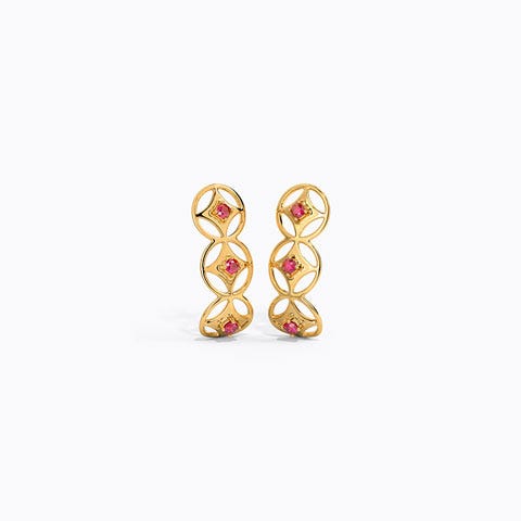 Circlet Floral Gemstone Hoop Earrings