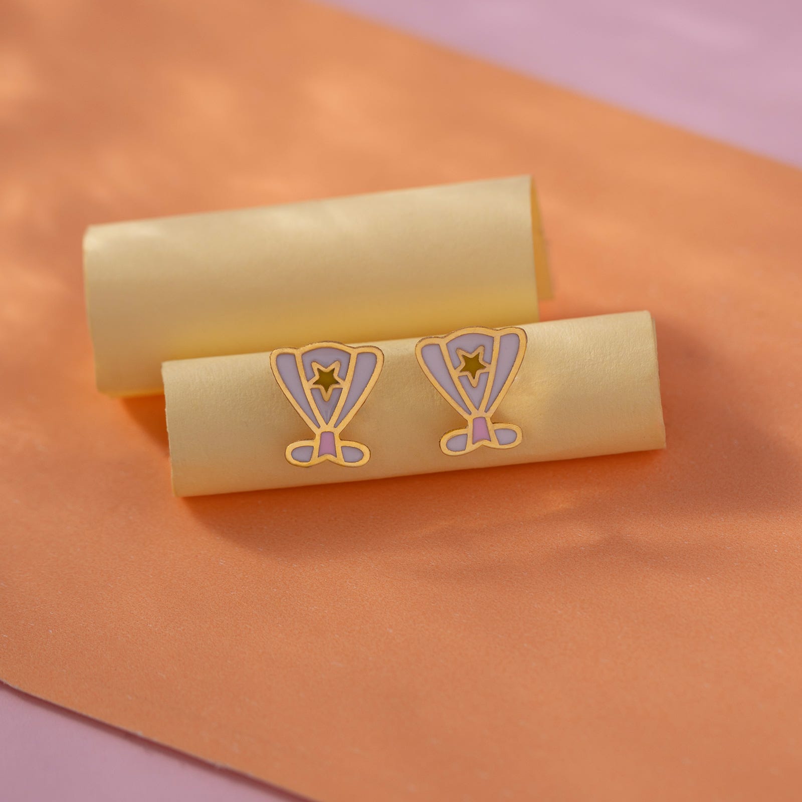 White Dress 10KT Gold Stud Earrings for Kids