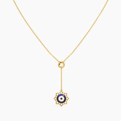 Artful Evil Eye Gold Lariat Necklace