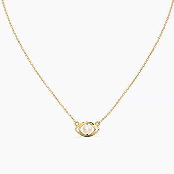 Lattice Evil Eye Pearl Necklace