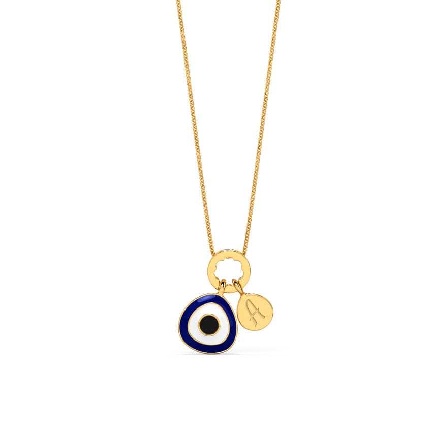 Modernistic Evil Eye Personalised Gold Pendant For Women