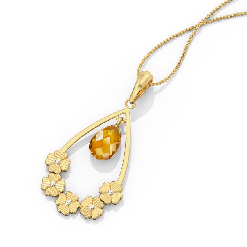 Floral Pear Drop Gemstone Pendant