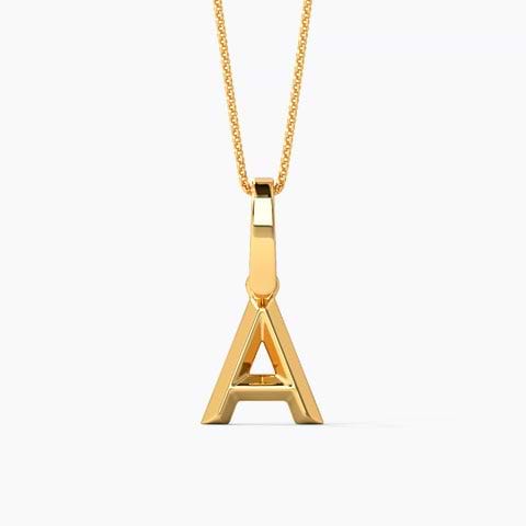 Bold Alphabet A Gold Pendant