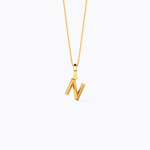 Bold Alphabet N Gold Pendant