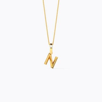 Bold Alphabet N Gold Pendant