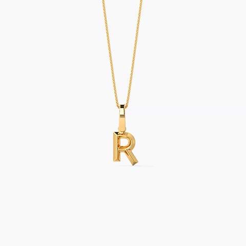 Bold Alphabet R Gold Pendant
