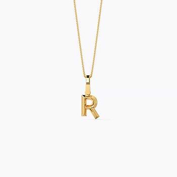 Bold Alphabet R Gold Pendant