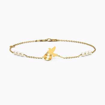 Heart Orb Pearl Chain Bracelet