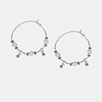 Dhol Motif Anklets in Oxidised 925 Silver