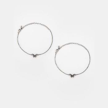 Oxidised Chasing My Constant Endeavours Mini Butterfly Anklet in 925 Silver