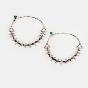 Feeling Manoharam Oxidised Anklet in 925 Silver