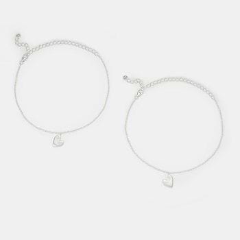 You and Your Dramatic Hand Gestures Heart Anklets in 925 Silver