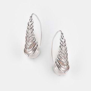 Swirl with Pearls Earrings in 925 Silver