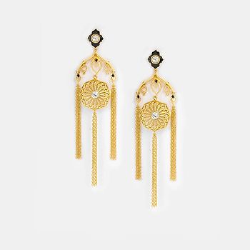 Queen of Solutions Dangler Earrings in Gold Plated 925 Silver