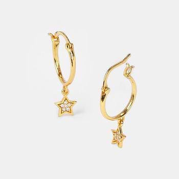Starry Eyed Hoop Earrings in Gold Plated 925 Silver