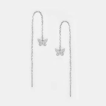 Fluttering Wings Butterfly Sui Dhaga Earrings in Rhodium Plated 925 Silver