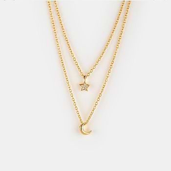 Talking to the Moon Layered Necklace in Gold Plated 925 Silver