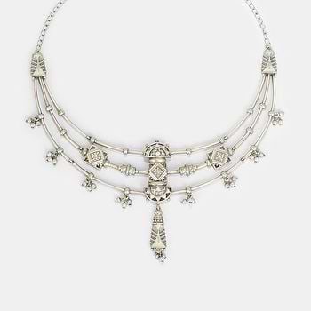 Patola Style Necklace in Oxidised 925 Silver
