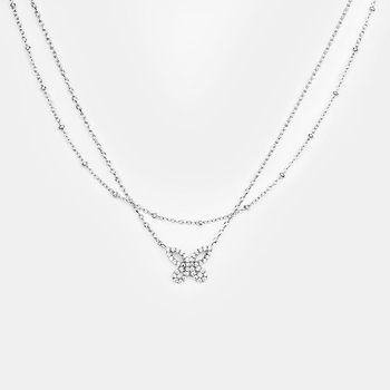 Fly on Butterfly Necklace in Rhodium Plated 925 Silver