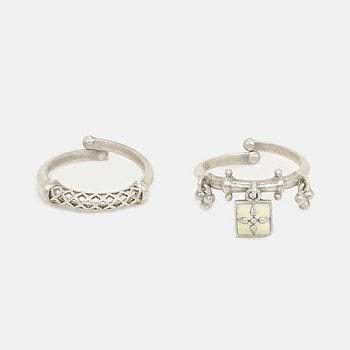 Jyamitiya Stackable Rings in Oxidised 925 Silver