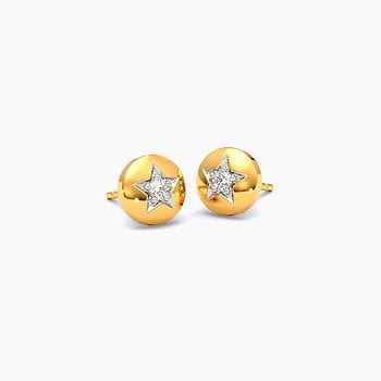 Star Gold Plated 925 Silver Diamond Stud Earrings