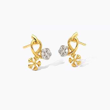 Dare Gold Plated 925 Silver Diamond Stud Earrings