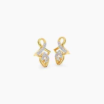 Journey Gold Plated 925 Silver Diamond Stud Earrings