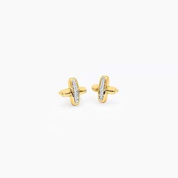 Imagine Gold Plated 925 Silver Diamond Stud Earrings