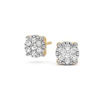 Sunlit Cube Diamond Stud Earrings