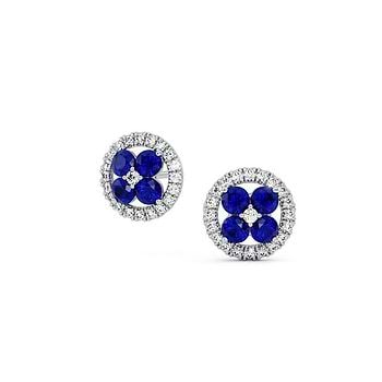 Blue Cluster Gemstone Stud Earrings