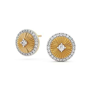 Golden Starburst Diamond Stud Earrings