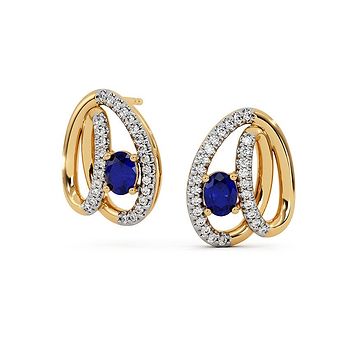 Blue Vortex Gemstone Stud Earrings