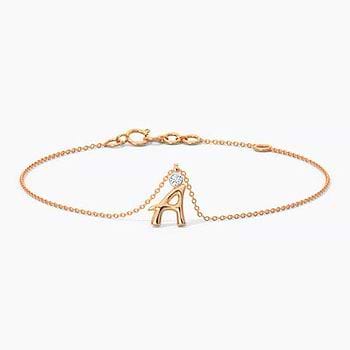 Alphabet A Diamond Charm Bracelet