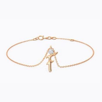 Charm Alphabet F Diamond Bracelet