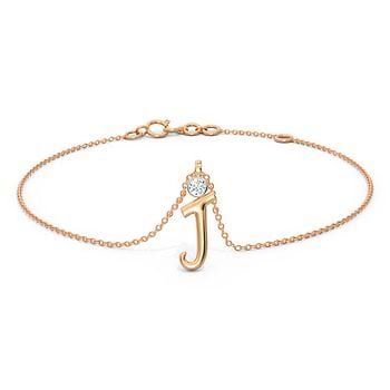 Alphabet J Charm Diamond Bracelet