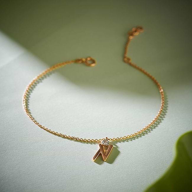 Alphabet N Charm Diamond Bracelet, Sleek Modern Design