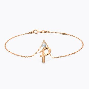 Alphabet P Charm Diamond Bracelet