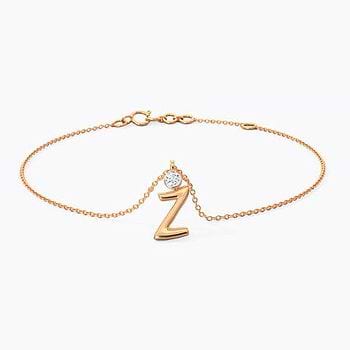 Charm Alphabet Z Diamond Bracelet